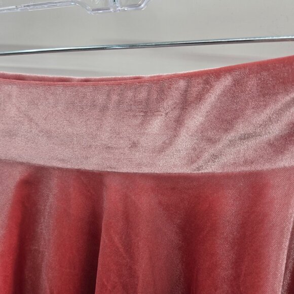 Urban Coco Dusty Rose Red Orange Velvet Elastic Waist Flared Mini Skirt Large - Picture 3 of 8